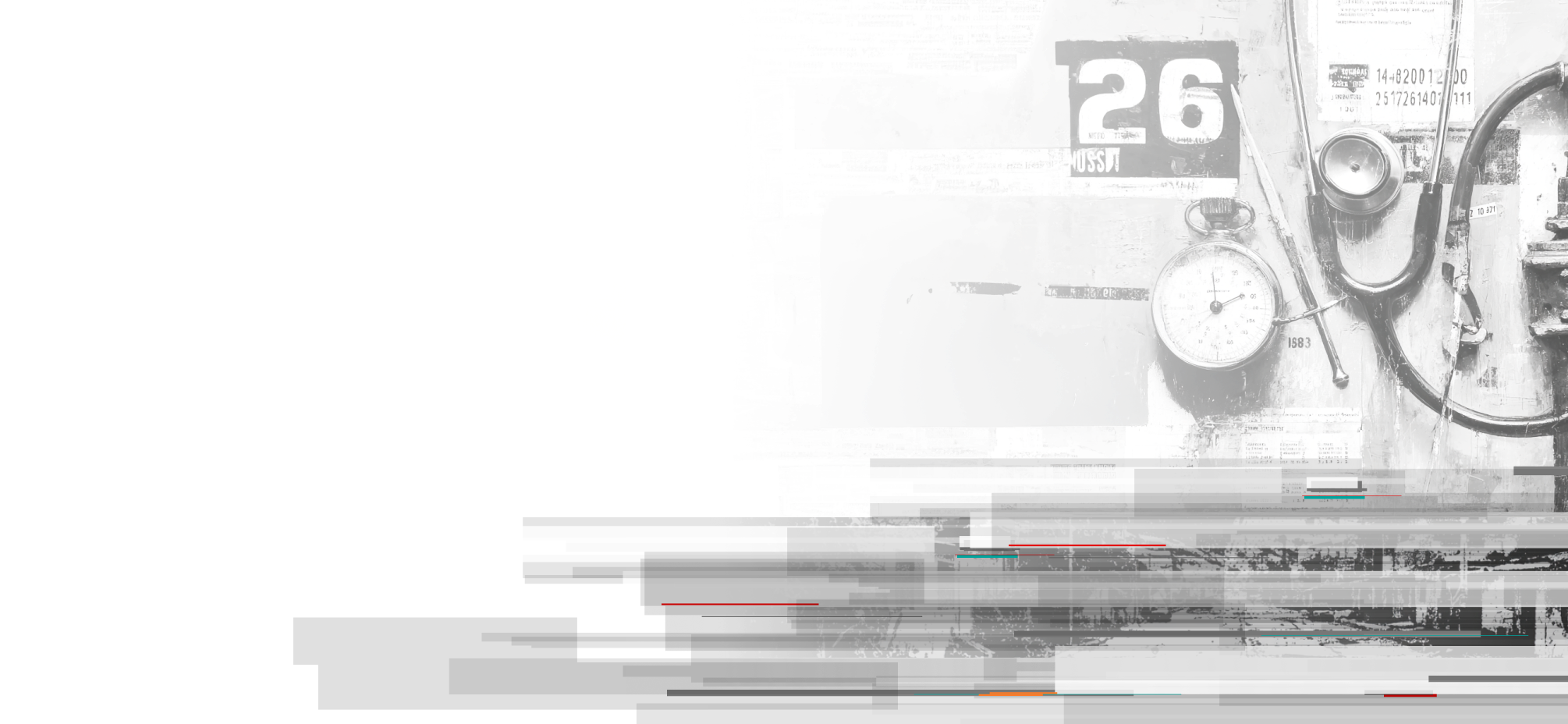 Representation of the healthcare industry in need of cybersecurity services through vintage medical devices and patient data charting.