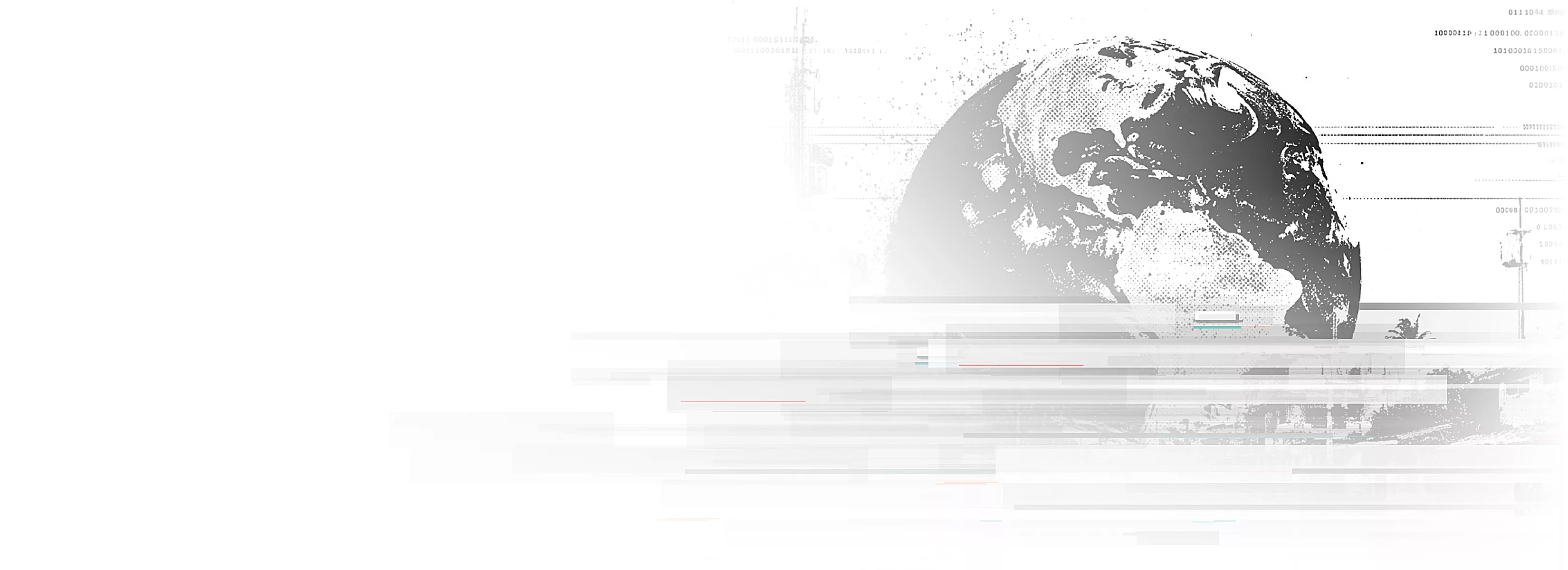 Line drawing of a distressed planet with lines front and back of the graphic.