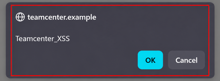 Figure 1: Illustrative reconstruction of the injected onformdata handler executing in the Teamcenter origin. Host and payload label are sanitized.