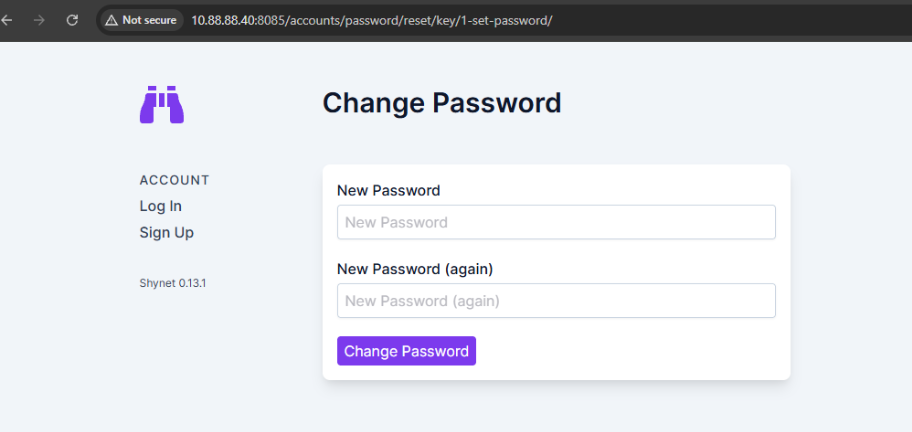 FIGURE 12 – Accessing the Change Password page using captured token