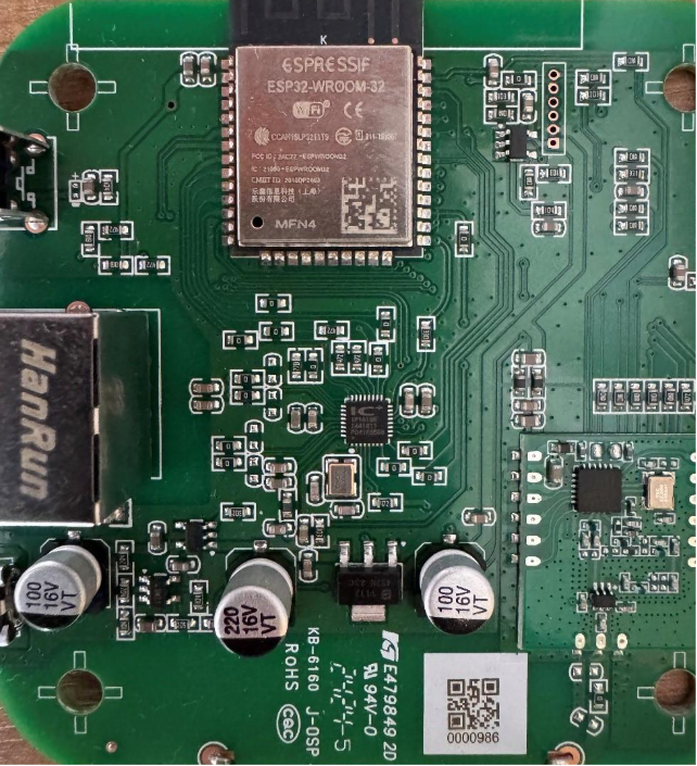 Figure 2 – The printed circuit board (with an ESP-32-WROOM-32 System-on-Chip (SoC)) from the YoLink hub