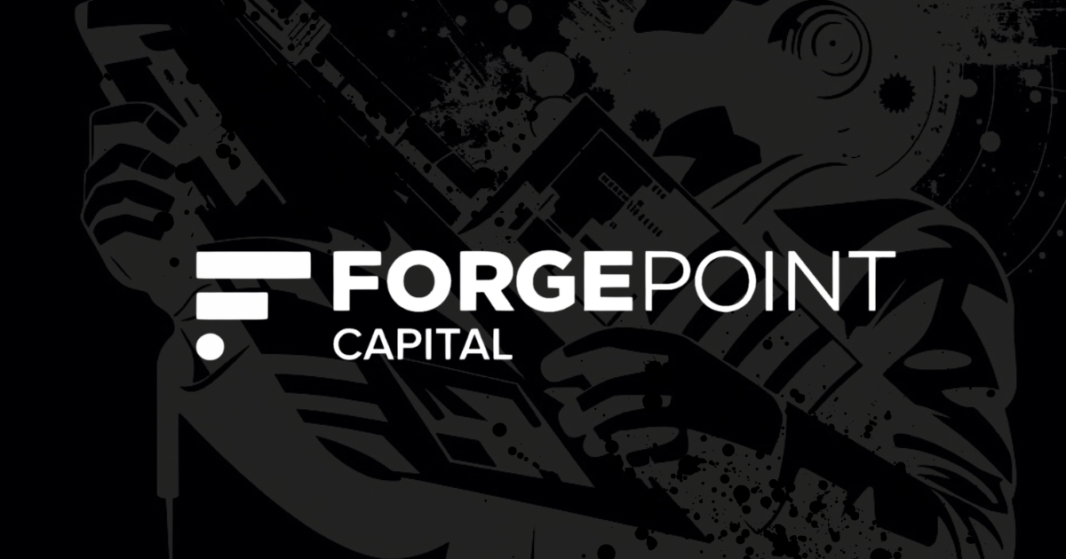 Forgepoint Capital official logo with black and grey graphic in background.