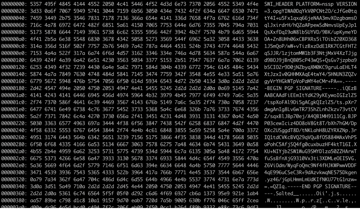 Figure 1 - Hex dump of the SWI header