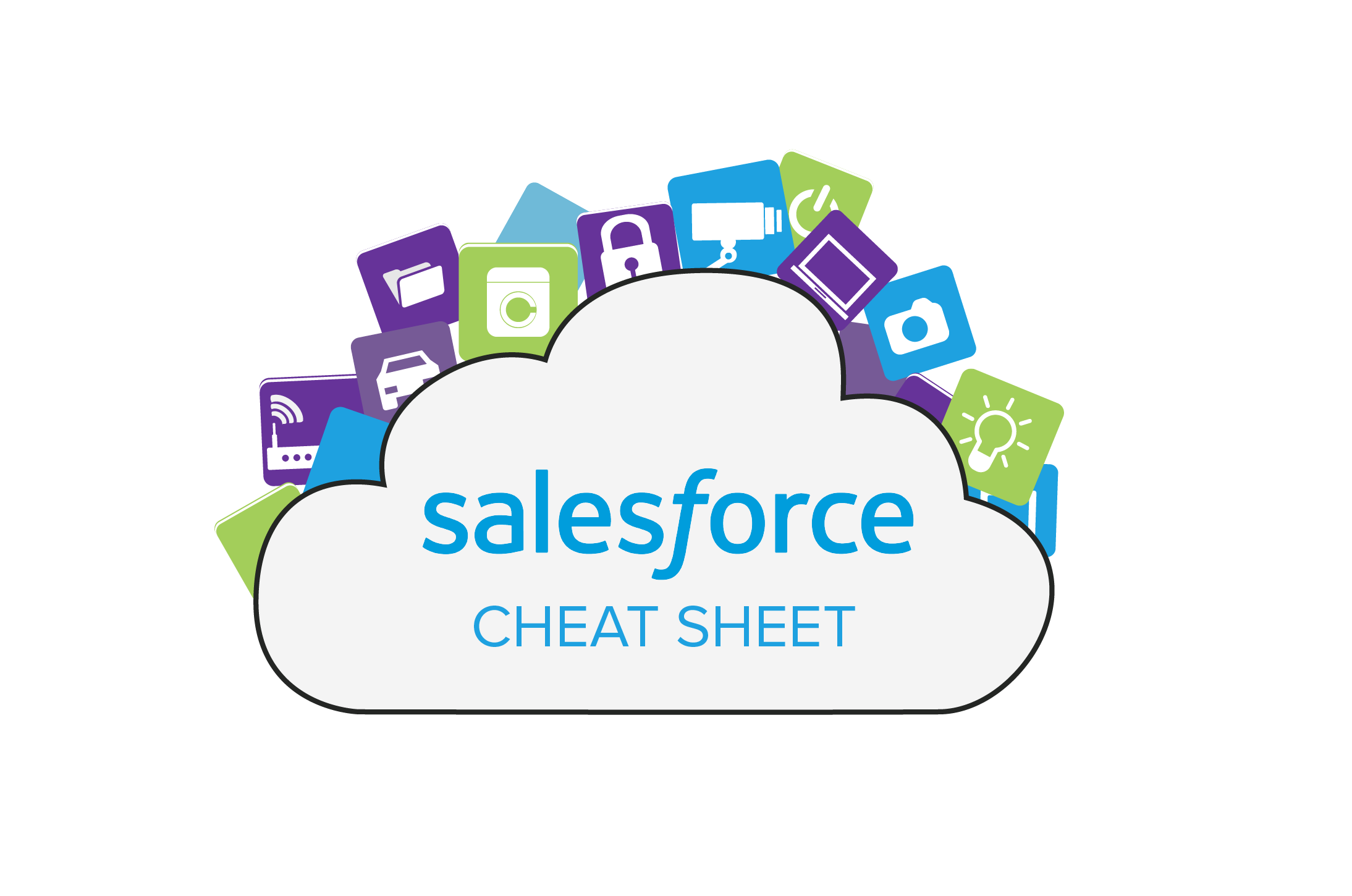 Salesforce cheat sheet cloud with icon tasks inside