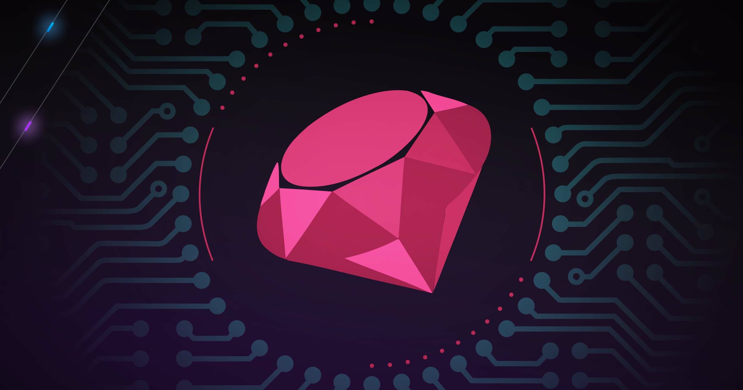 Ruby security tool tested on Rails apps represented by a red precious stone surrounded by code. Ruby Vulnerabilities: Exploiting Dangerous Open, Send and Deserialization Operations.