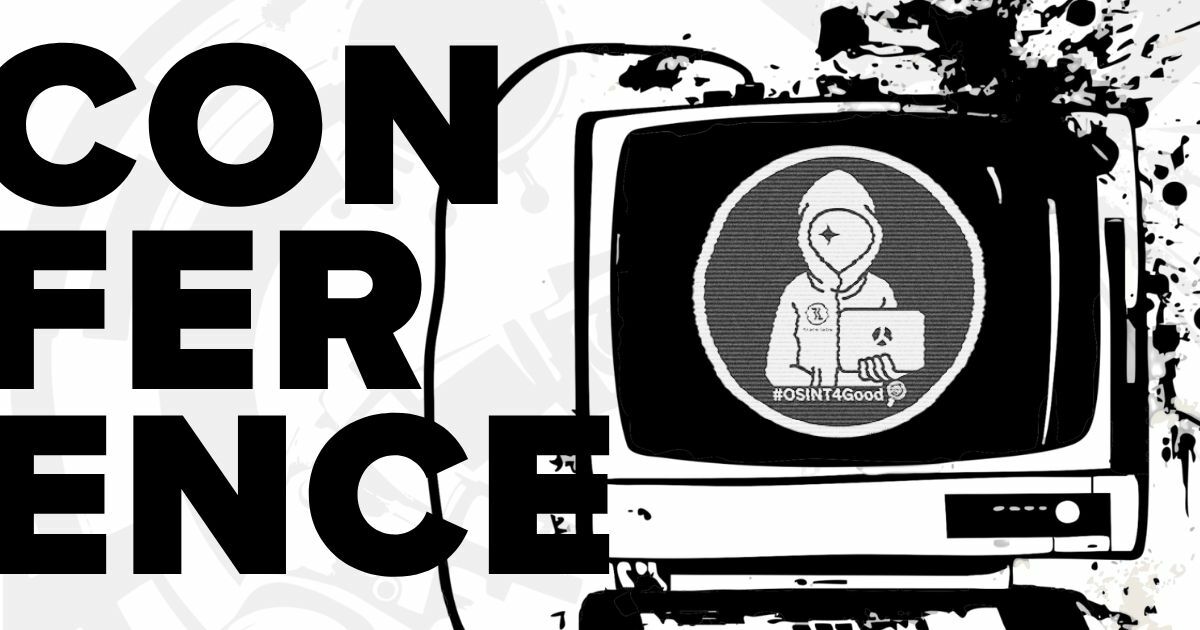 Conference OSINT for Good Community Stage at DEF CON 34 with #OSINT4Good official logo in retro computer.