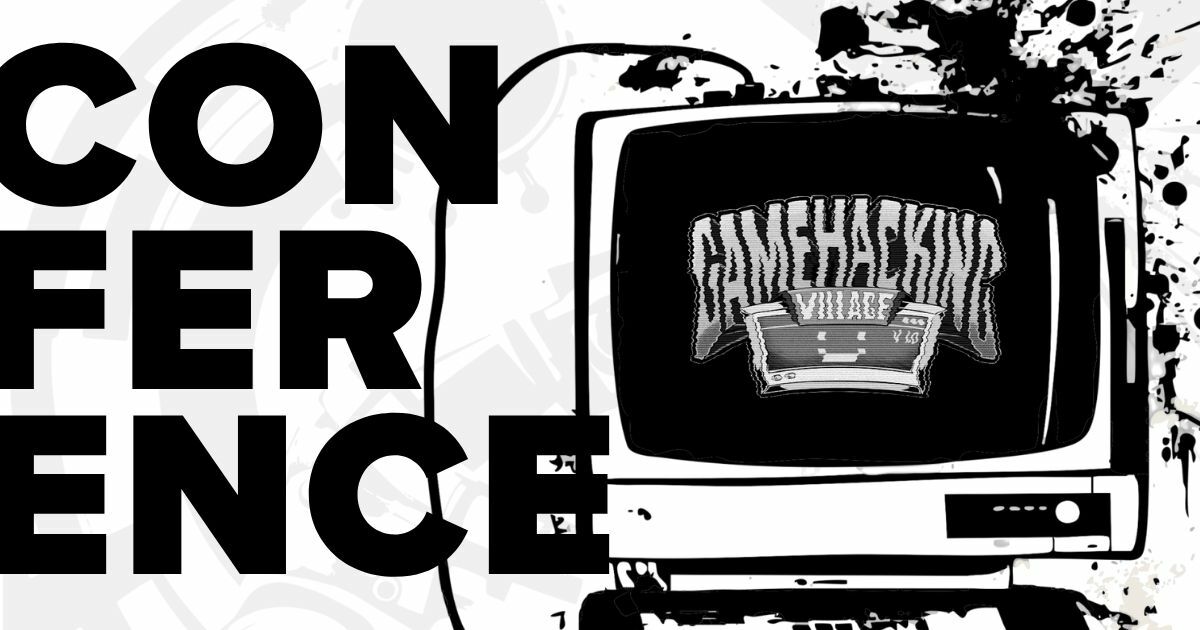 Conference Game Hacking Village at DEF CON 34 with Game Hacking Village official logo in retro computer.