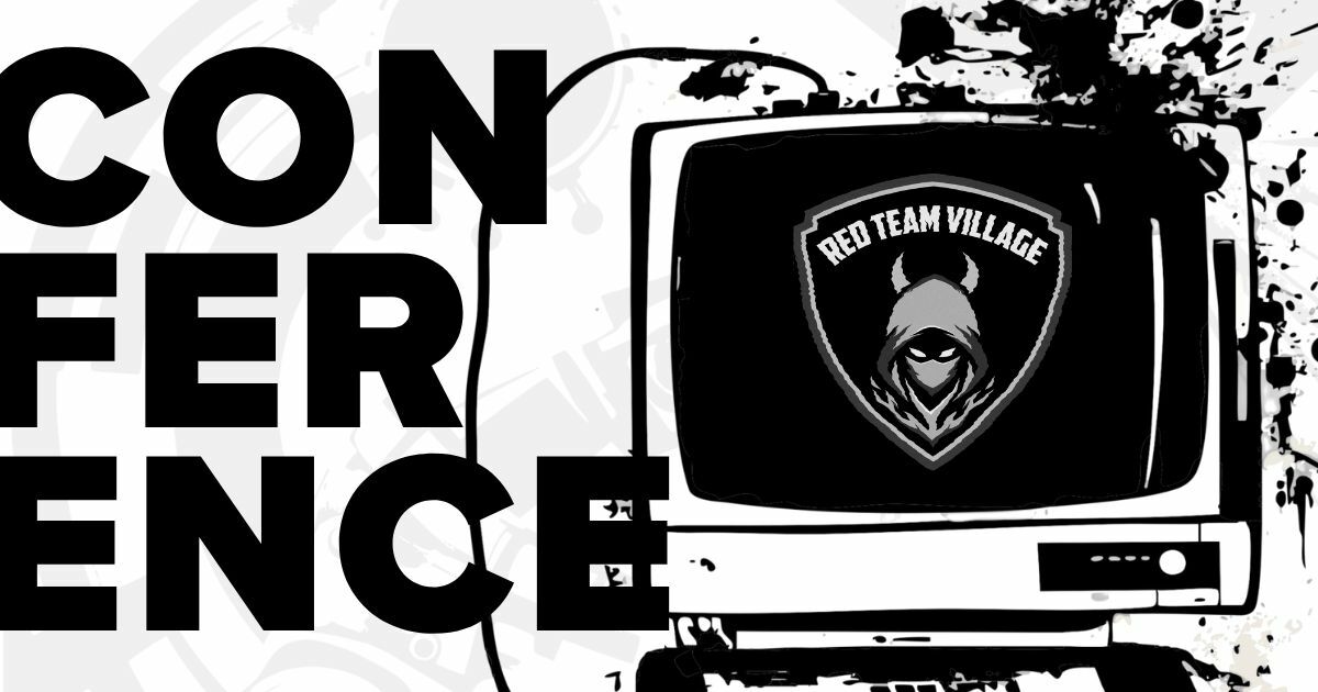 Conference Red Team Village at DEF CON 34 with Red Team Village official logo in retro computer.