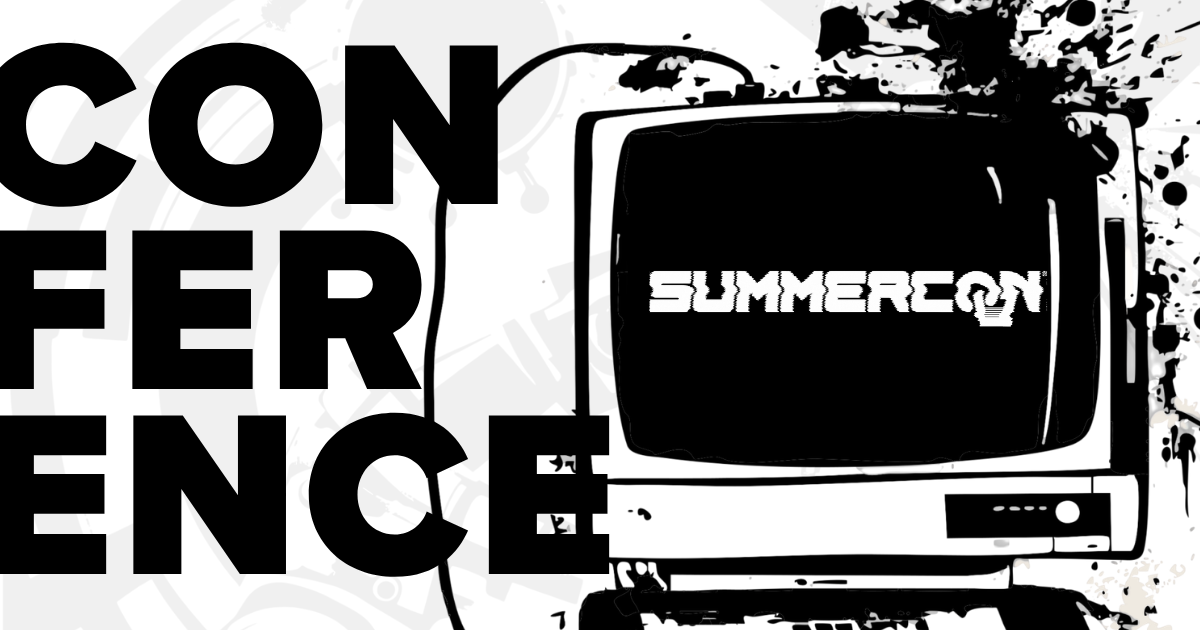 Conference SummerCon 2026 with SummerCon official logo inside a retro computer.
