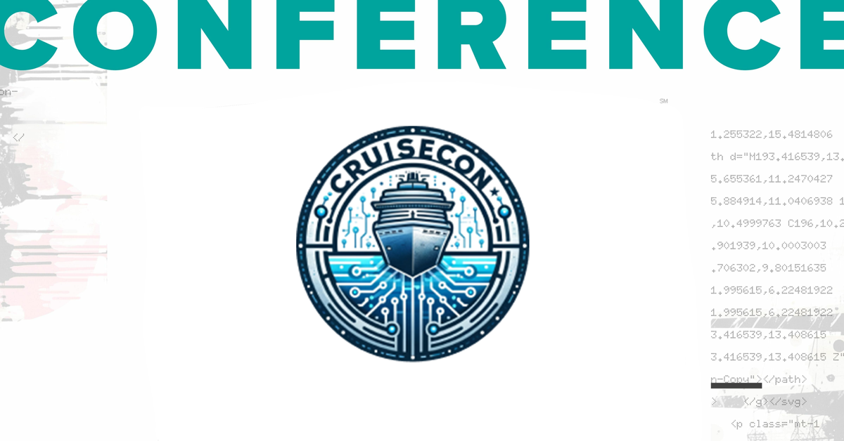 Cruisecon logo on Bishop Fox background.