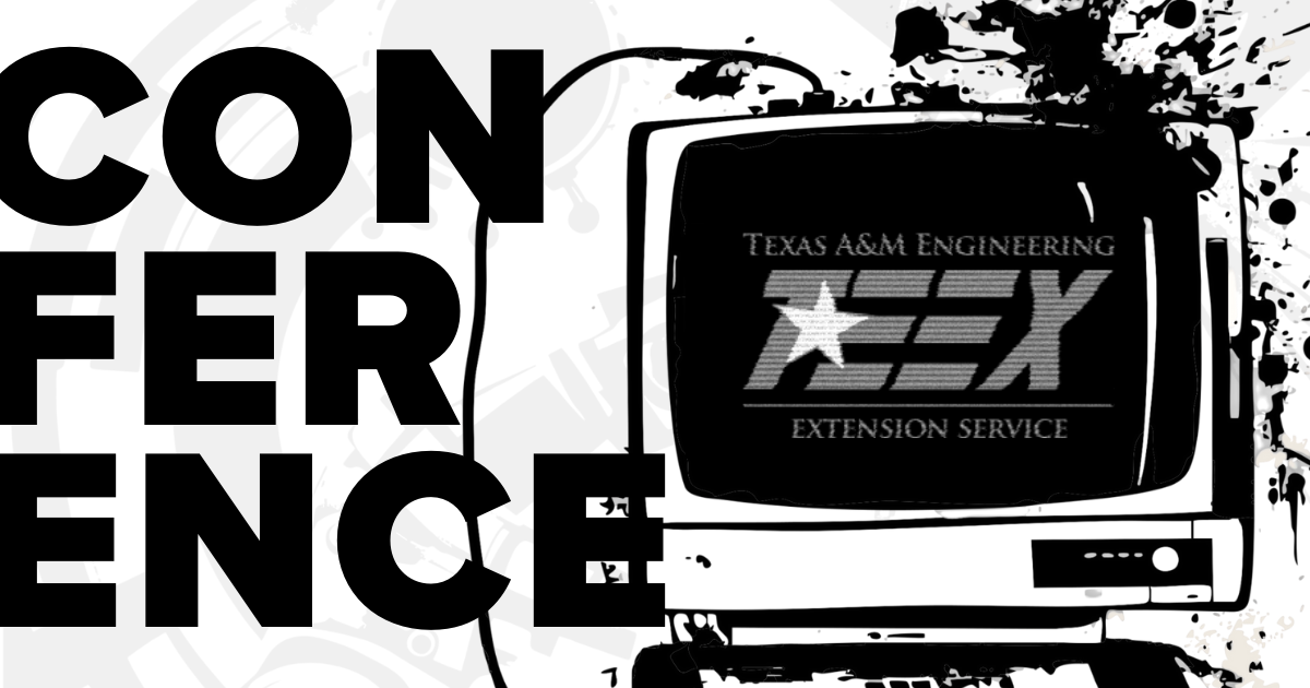 TEEX Cyber Readiness Summit conference graphic featuring Texas A&M Engineering Extension Service logo on a retro computer.