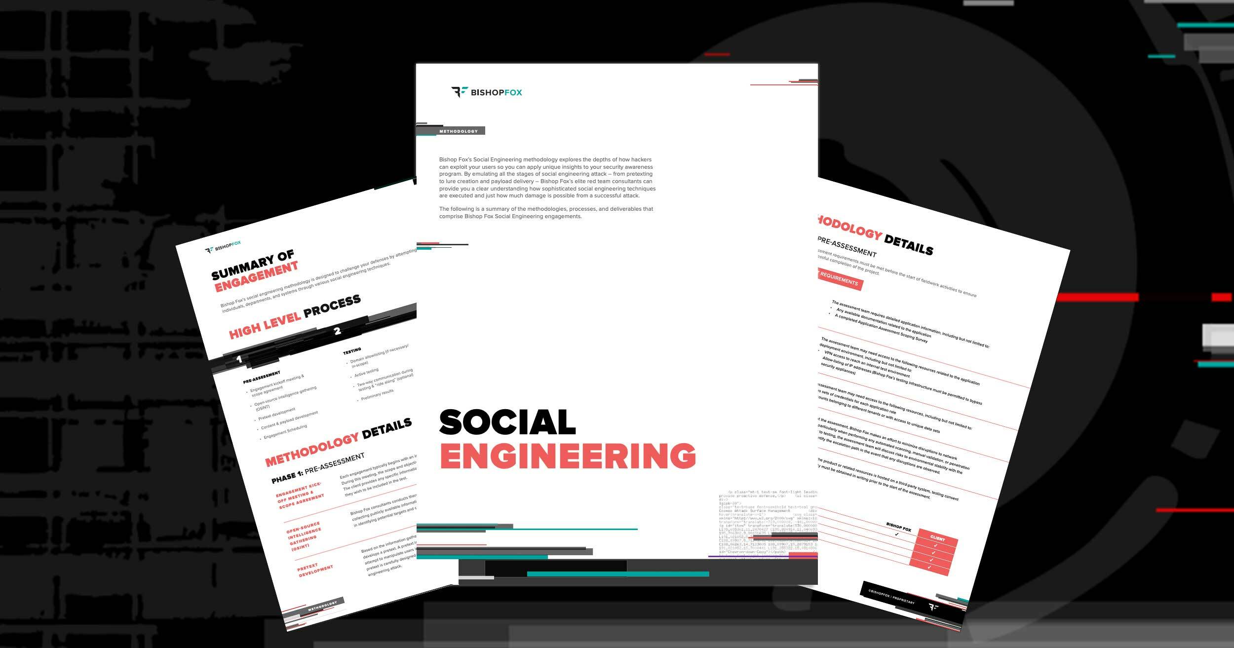 Preview of the Bishop Fox Social Engineering methodology on dark background.