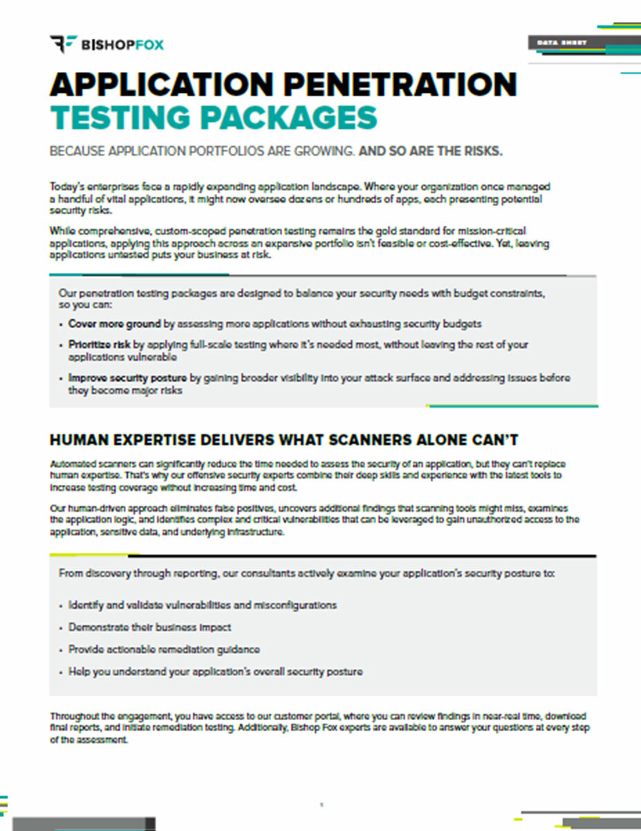 Application penetration testing Packages data sheet Thumbnail