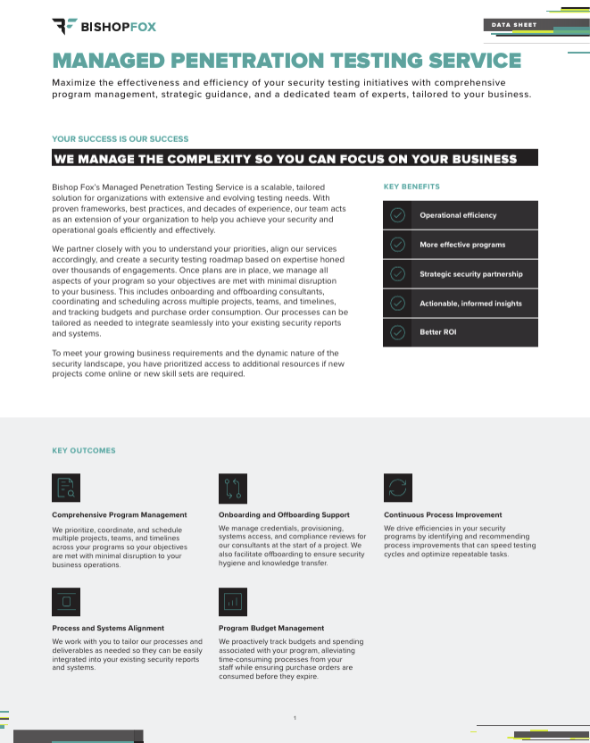 Managed Penetration Testing Service Datasheet Preview