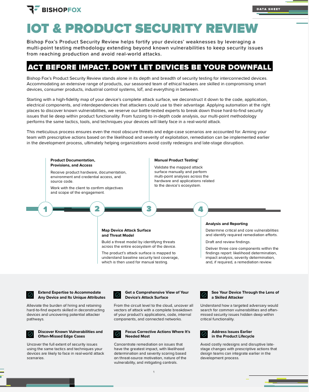 Product Security Review Datasheet Preview