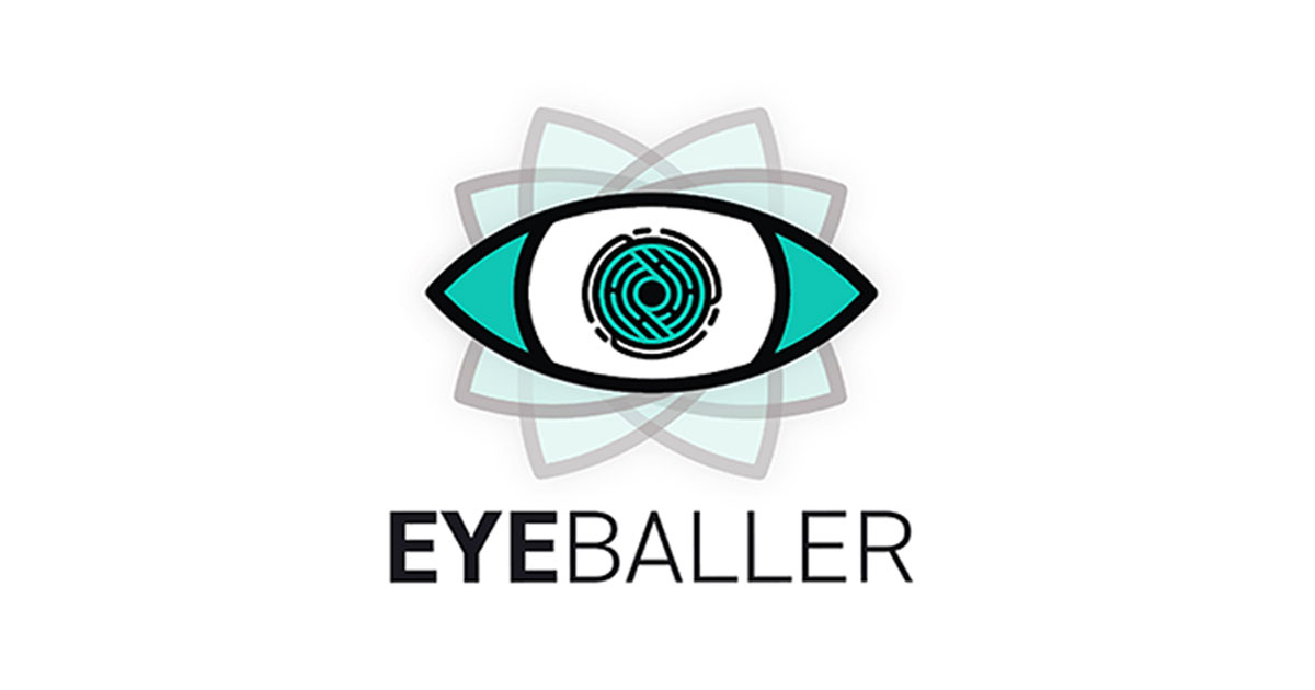 Illustration of teal and white eyeball titled eyeballer